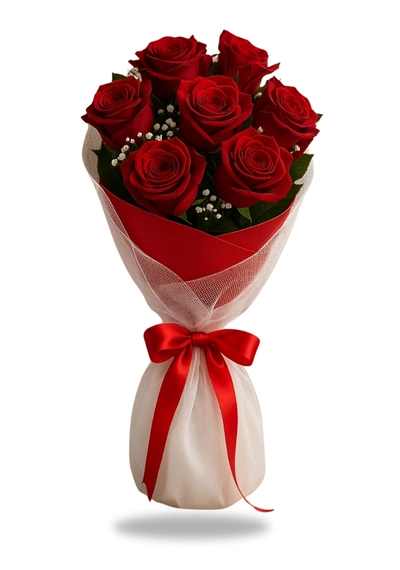 7 Lovely Kisses - Red Roses Bouquet